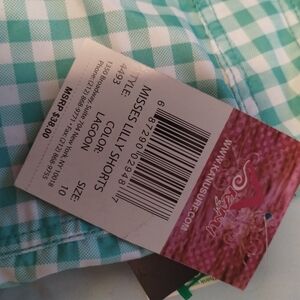 Kanu Misses Lilly Surf Board Shorts Green Gingham BNWT Lagoon